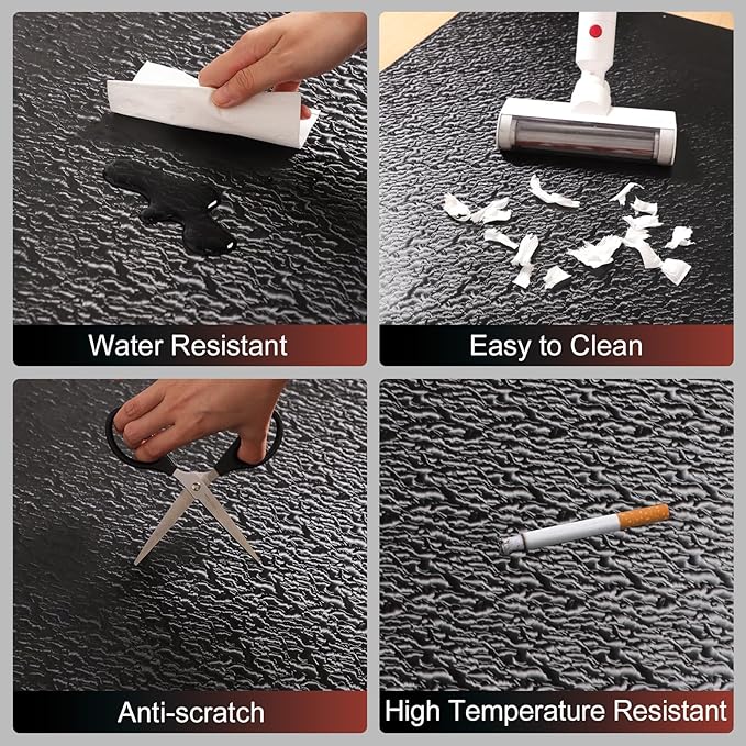 Mymeely Office Chair Mat for Hardwood Floor, 36"x48" Large Black PVC Computer Desk Chair Mat with Unique Pattern for Gaming, Anti-Slip Floor Protector for Home Office, Rolling Chair