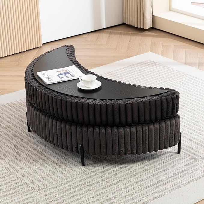 Chifee & Vingol 59.8" W Oversized Accent Round Chair Large Barrel Chair with Ottoman & Movable Wheels & 5 Pillows, Faux Fur Fabric - Charcoal