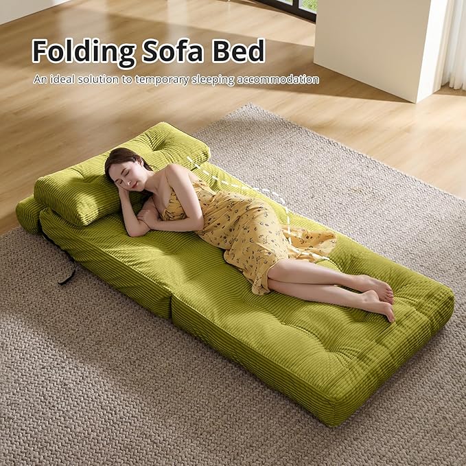 Convertible Sofa Bed & Couch Bed - Oversized Adult Sleeper Chair & Bean Bag Chair, Foldable Floor Bed with Backrest, Comfortable Lazy Sofa for Bedroom, Living Room & Dorm