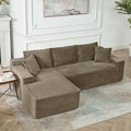 HYJT-H&K Modular Sectional Sofa Cloud Sectional Couch, 95" Comfy Fluffy L Shaped Brown Couches for Living Room, Deep Seat Memory Foam Plush Corduroy Boneless Couch Sectionals Left Facing Chaise Sofa