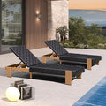 PURPLE LEAF Patio Lounge Chair Modern Luxury Outdoor Chaise Lounge 2 Pieces with Adjustable Backrest PU Leather Style Chaise Lounge Chairs for Pool Garden Backyard Beach, Black