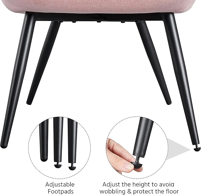 Yaheetech Accent Chair, Modern and Elegant Armchair, Linen Fabric Vanity Chair with Metal Legs and High Back for Living Room Bedroom Office Waiting Room, Pink