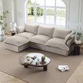 Lopzeho 114” Oversized Modular Sectional Sofa, Comfy Down Fill Cloud Couch with Washable Cover, L Shaped 3 Seater Modular Couch with Ottoman, Convertible Sectional Couches for Living Room, Light Gray