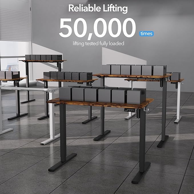 LongKe Electric Standing Desk Adjustable Height, 32x20 Inches Sit Stand up Desktop for Home Office, Ergonomic Rising Computer Table with Memory Preset, Rustic Brown