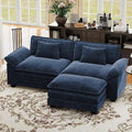 CDCASA 86" Modular Sectional Sofa, Comfy L-Shaped Cloud Couch with Movable Ottoman, 3-Seater Chenille Deep Seat Modern Sofa Couch for Living Room, DIY Combination, Blue