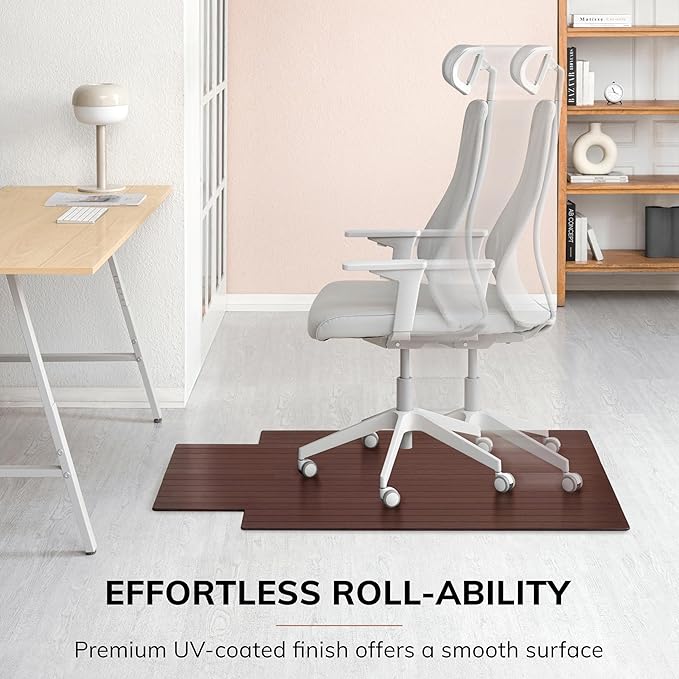 Anji Mountain Office Chairmat Thickest & Sturdy Bamboo Chairmats Highly Premium Quality Anti-Slip Heavy Duty for Multi-Purpose Hardwood Floor Office & Home Floor Protector Office Chair mat-5mm Thick