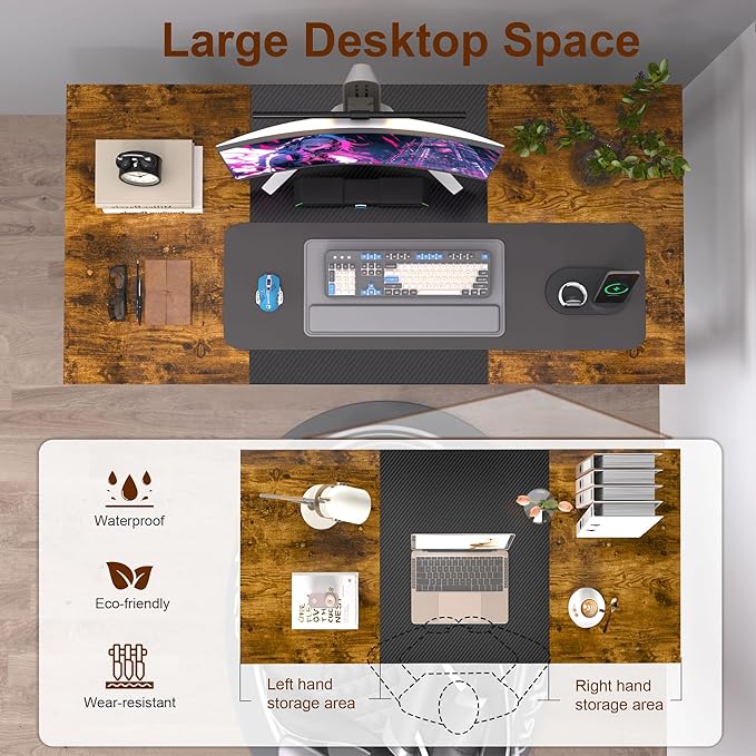 Computer Desk, 47 Inch Home Office Desks, Office Desk for Gaming Writing Study Work, Study Table with Large Legroom, Computer Desk with Metal Frame, Modern Simple Home Office Desk for Bedroom