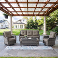 Belord Wicker Outdoor Furniture Patio Furniture Set - 6 Piece Patio Conversation Set with Swivel Rocker Chairs, Rattan Sofa, Ottomans and Coffee Table, Gray Cushion