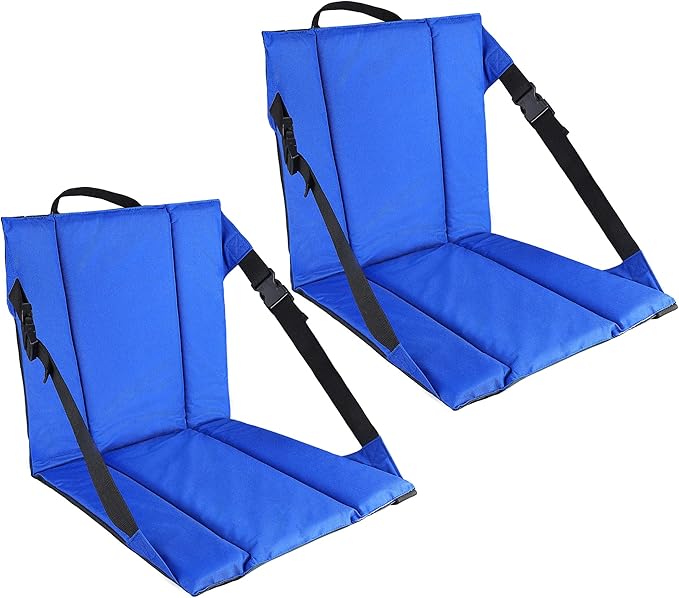 CAMPHILL 2PCS Portable Stadium Seat Cushion for Bleachers,Folding Lightweight Seat with Backrest,Adjustable Straps,Ideal for Camping,Hiking,Sports Events,Outdoor Concerts