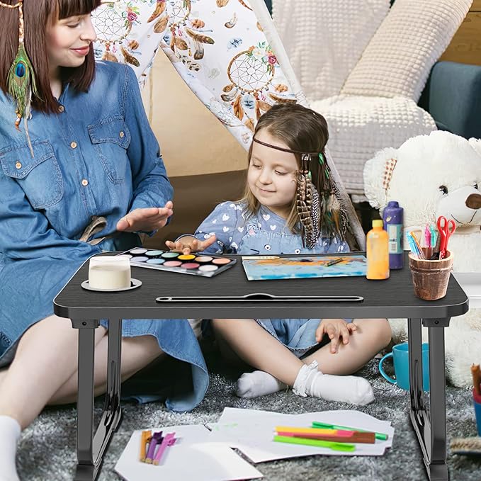 Fayquaze Lap Laptop Desk, Portable Foldable Laptop Bed Table with Storage Drawer and Cup Holder, Lap Desk Lap Bed Stand Tray Table Serving Tray for Eating, Reading and Working