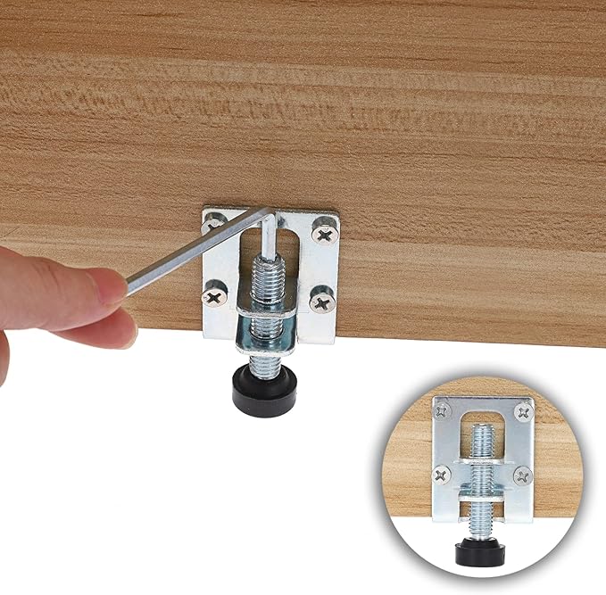 OwnMy 4 Packs Heavy Duty Adjustable Furniture Leveling Feets L Shaped Furniture Leveler Legs, Furniture Mounting Brackets Metal Leveling Load Table Leg for Workbench Cabinet Wardrobe, 2.2" H