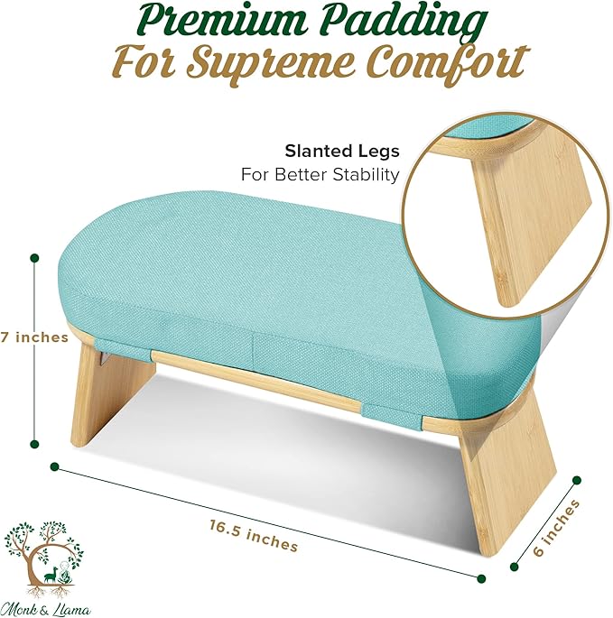 MONK & LLAMA Meditation Bench - Foldable, Ergonomic, Bamboo Kneeling Stool— Perfect Seiza Bench Meditation Stool Chair for Prayer & Travel - Deeper & Enjoyable Sessions