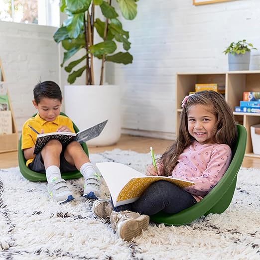 ECR4Kids Leaf Floor Seat, Rocker Chair, Hunter Green, 6-Piece