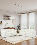 RENDGO Modular Sectional Sofa Sets,2 Pieces Chenille Sectional Loveseat Sofas,Deep Seat Comfort,4-Seater Comfy Couch for Living Rooms & Apartment, Guest Rooms, Beige