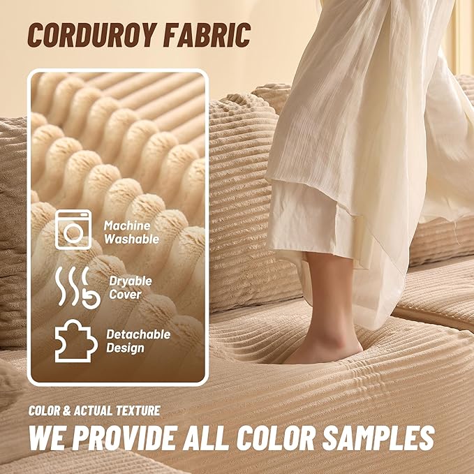 Afuson Cozy Square Ottoman, Comfortable Seating, No Assembly Required, Camel