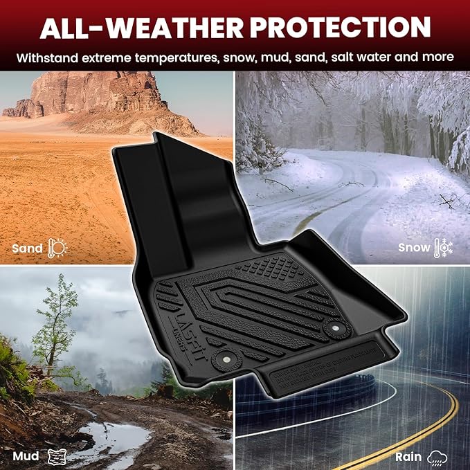 LASFIT Floor Mats&Cargo Mat&Backrest Mats for BMW X5 2019-2025 2026 40i/45e/50e/50i/M/M50i/M60i, All Weather TPE Custom Fit 1st&2nd Row Full Set Car Mats & Trunk Liner(Only for 5 Passengers), Black