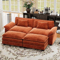 CDCASA 86" Modular Sectional Sofa, Comfy Cloud Couch with 2 Movable Ottoman, 4-Seater Chenille Deep Seat Sofa Bed Modern Sofa Couch for Living Room, Terracotta Orange