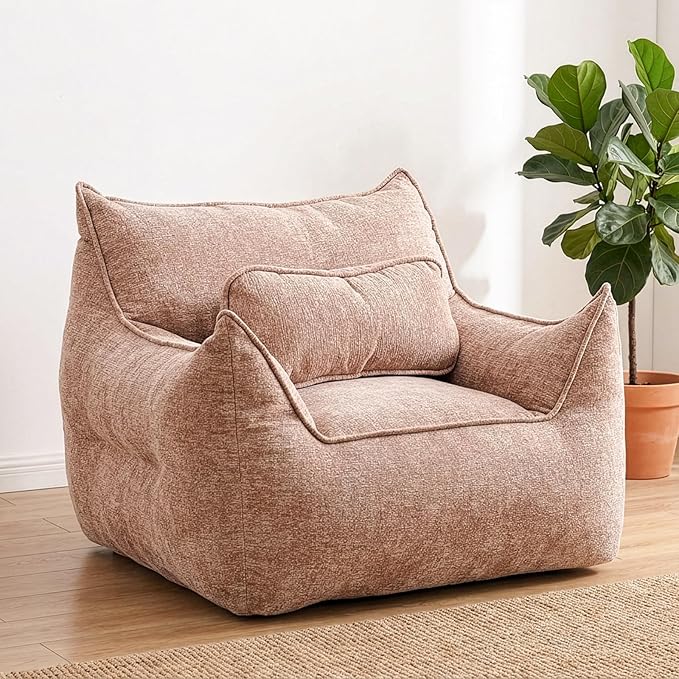 GLCS Bean Bag Chair for Adults,Comfy Reading Chair with Back Cushion,Bean Bag Chairs for Kids,Cozy Chair for Bedroom,Living Room, Apartment