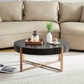 31.49'' Black Round Coffee Table for Apartment, Modern Living Room Coffee Table with Sturdy Pedestal Base (Black)
