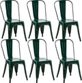Metal Dining Chairs Set of 6 - Stackable Tolix Chair Indoor/Outdoor for Kitchen, Cafe,Restaurant, Bistro & Patio Multiple Colors(Dark Green)