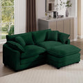 Aoowow Corduroy Loveseat Couch with Ottoman,Modern 2 Seater Cloud Couches for Living Room,Modular Sectional Cloud Sofas Deep Seat,Large L-Shaped Couch for Small Spaces (Green, 2 Seater + 1 Ottoman)