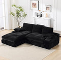 98.4" Black Sectional Sofa Cloud Modular Sectional Couch with Chaise,Corduroy Sectional Couches L-Shaped Modern Upholstered Sofa with Deep Seat for Living Room and Bedroom,No Assembly Required(Black)