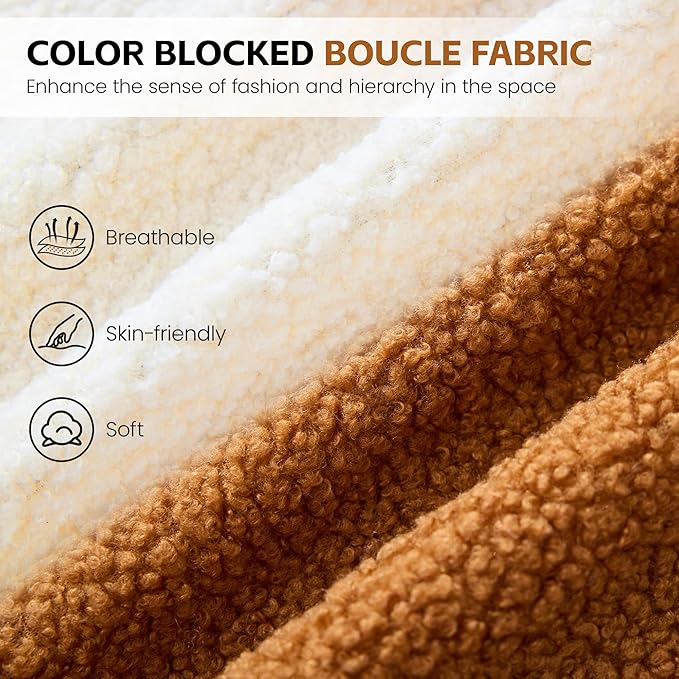 Boucle Vanity Chair with Storage, Swivel Vanity Stool with Safety Hinge, Upholstered Makeup Chair with Wheels, Square Ottoman Stool for Living Room, Dressing, Bedroom, Beige