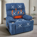 Oversized Recliner Electric Lift Chair, Power Lift Recliner for Big and Tall, 180° Lay-Flat and Assisted Standing, Extra Large Sofa with 8-Point Massage & Heating, Medium-Soft, Blue
