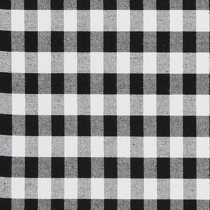 AAAAAcessories D-Shaped Chair Cushions, 2" Thick Dining Chair Pads with Ties and Removable, Machine-Washable Cover, 17" x 16", Set of 6, Checkered Black/White