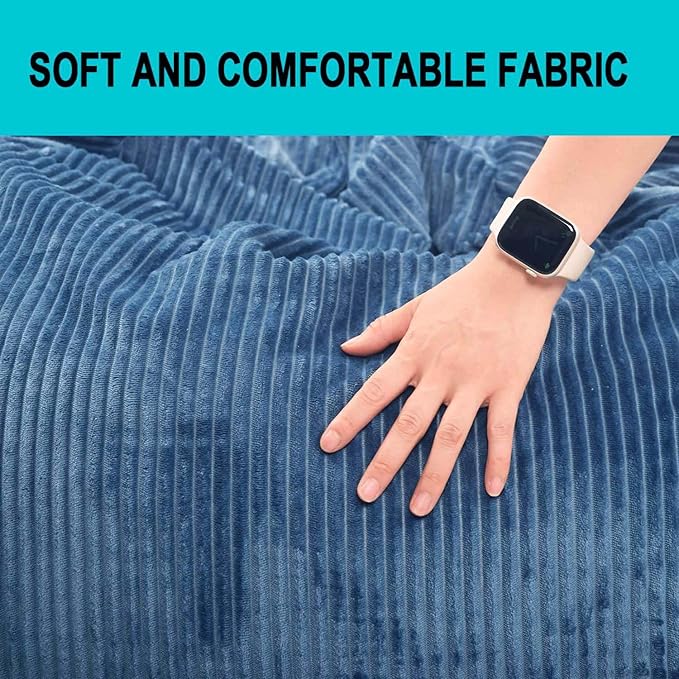 Kisoy Folding Sofa Bed, Convertible Sleeper Chair Couch Bed Faux Rabbit Fur for Adults, with Back Support Floor Couch Comfy Floor Sofa for Living Room Bedroom, Blue, Single