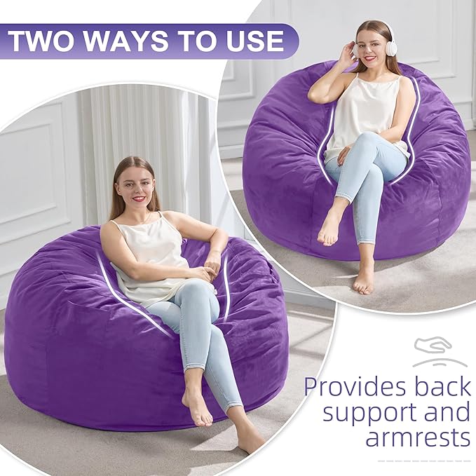 Hobestluk 3FT Bean Bag Chair Giant Bean Bag Chairs for Adults Large Bean Chairs with Removable Cover, Beanbag Chair with Filler, Adult Bean Bag Chairs for Living Room, Bedroom