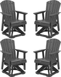 SERWALL Adirondack Swivel Glider Chair, HDPE Glider Set of 4 for Outdoor, All-Weather Glider Chair for Porch, Balcony, Slate Grey
