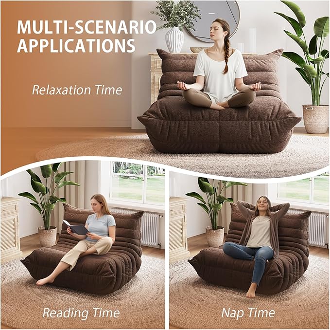 Selyteramy Oversized Bean Bag Chairs for Adults, Giant Beanbag Chair with Memory Foam, Comfy Lounge Chair Lazy Sofa for Apartment, Living Room, Bedroom, Office(Teddy Fabric)