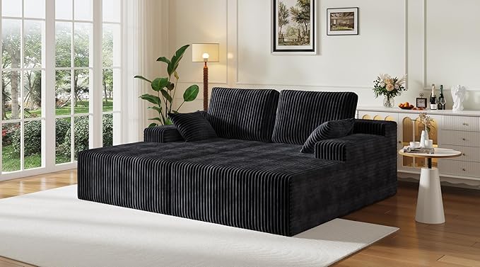 79" Double Oversized Chaise Lounge Chair Indoor, Corduroy Comfy Boneless Loveseat Sleeper Sofa Reading Chairs Cloud Couch Bed,Deep Seat, No Assembly Required for Living Room, Bedroom