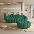 WJShome Modular Sectional Sofa,Bubble Couch,Comfy Curved Couch Living Room Sets,Modern Upholstered Bean Bag Sofa Mesh Fabric Lazy Floor Chair Living Roon Sets (Green, 3 Seater+Ottoman)