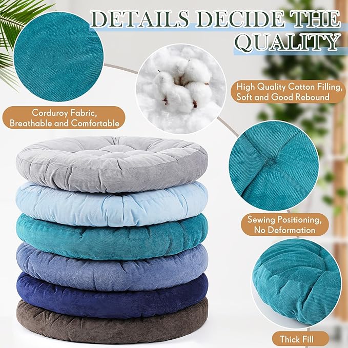 Jerify Floor Pillow Cushions 22 x 22 Inch Round Square Large Meditation Floor Pillow for Classroom Adult Meditation Picnic Party Cushion for Seating Gift Christmas(Round,Dark Colors,6 Pcs)