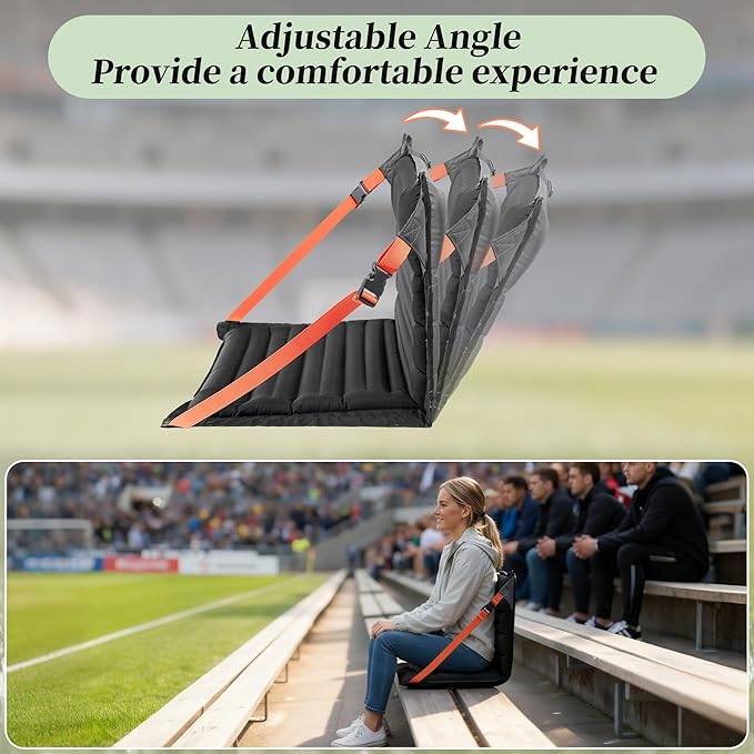 Inflatable Stadium Seats, Portable Bleacher Seat with Back Support, Foldable and Lightweight Chairs for Sporting Events/Camping, Stadium Seats with Storage Bag Lounge Chair
