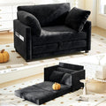 51" Convertible Loveseat Sofa Bed, 2-in-1 Folding Sofa Bed with 2 Pillow for Small Spaces, Modern Loveseat Sleeper Couch for Apartment, Living Room & Guest Room (Chenille Black, 51 inch)