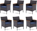 MFSTUDIO Patio Brown Wicker Chairs Set, Oversized Outdoor Rattan Dining Chairs Set of 6 with Cushions, 6 Patio Outdoor Chair Set with Armrests for Table, Backyard