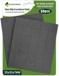 COVERCORNER Non Slip Furniture Pads 60 PCS 1'' Square - Anti Slip Furniture Pads - Self Adhesive Rubber Feet Furniture Feet - Chair Leg Floor Protectors - Keep Furniture in Place
