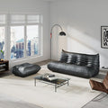 Comfy Lazy Floor Sofa Couch,Soft Armless Chair,Faux Leather Lounge Chair,Corner Relax Sofa Couch for Living Room Bedroom,Salon Office,Adults((Black+3P+ Ottoman)