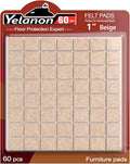 Yelanon Felt Furniture Pads -60 Pcs Premium Felt Pads for Chair Legs Furniture, Floor Protectors for Hardwood Floors, Beige