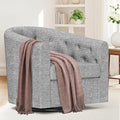 Simore Swivel Accent Chair for Living Room, Comfy Fabric Round Swivel Barrel Chair for Nursery Office Bedroom, Gray