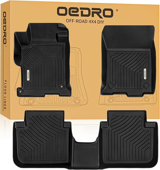 OEDRO Floor Mats Fits for Honda Accord 2013-2017 (Only for Sedan) Custom Fit Black TPE Car Liners, Waterproof Accord Accessories for Front & Rear Interior Protection
