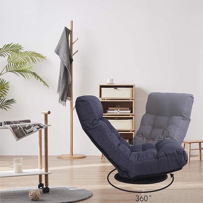 Adjustable Floor Chair with 3 Back Sections & 14 Head Positions - Ergonomic Design, Built-in Spring Seat, 360° Rotation - Perfect for Living Room, Bedroom, Dorm