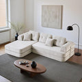 104" Oversized Convertible Sleeper Sofa Bed, Chenille L Shape Sectional Couch, Folding Sofa Bed with Fixed-Shape Frame, Modern Cloud Floor Mattress Couch, Modular Sofa for Living Room, Light Grey