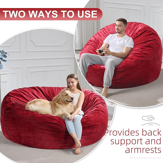 Hobestluk 5FT Bean Bag Chair Giant Bean Bag Chairs for Adults Large Bean Chairs with Removable Cover, Beanbag Chair with Filler, Adult Bean Bag Chairs for Living Room, Bedroom