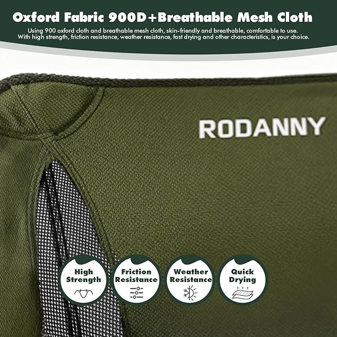 RODANNY Camping Chairs, 360° Degree Swivel Folding Chairs,Portabl Outdoor Chairs for Travel Hiking Fishing lawns Picnic Hunting,Support 305 LBS,Lghtweight,Green