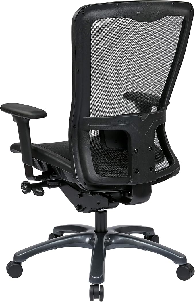 Office Star ProGrid High Back Breathable Back and Seat Manager's Office Chair with Adjustable Lumbar Support, Black