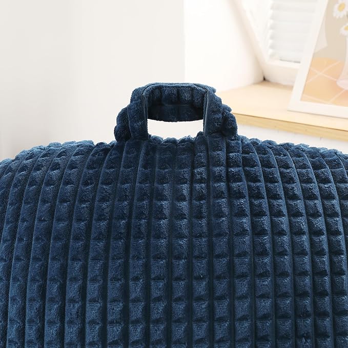 PAJEO Reading Pillow for Sitting in Bed, Large Backrest Reading Pillow with Arm Rest,Back-Rest Support Cushion for Sit Up on Couch, Sofa, and Floor(Dark Blue Flannel, Large(19"))